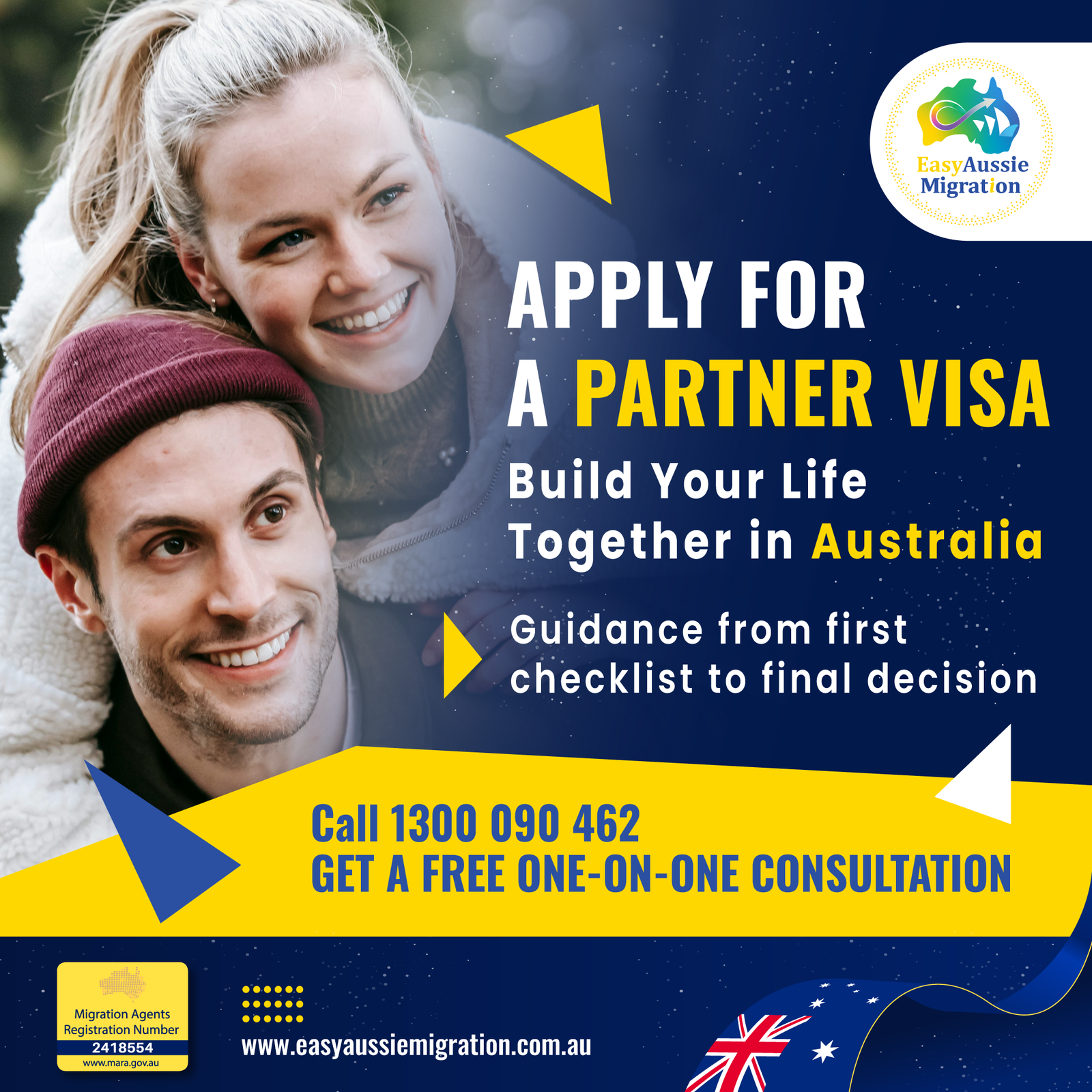 Easy Aussie Migration — Partner Visa service promotion post