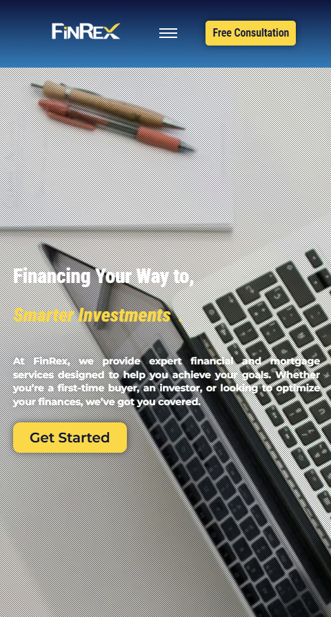 FinRex website — mobile view